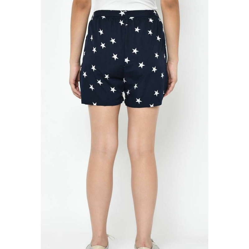 Navy Blue Star Printed Shorts