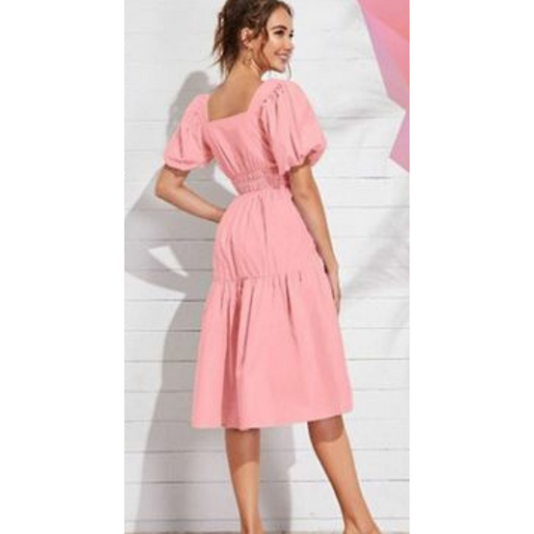 Pink Tiered Midi Dress