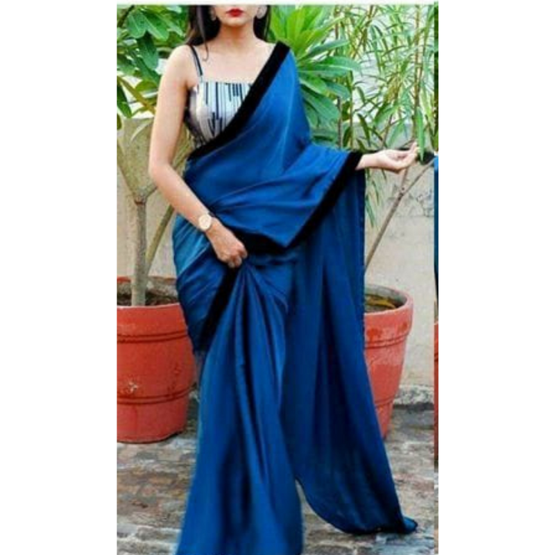 Blue Satin Silk Saree