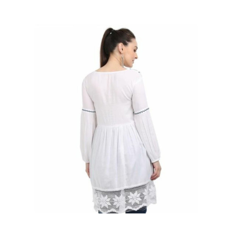White Boho Embroidered Midi Dress