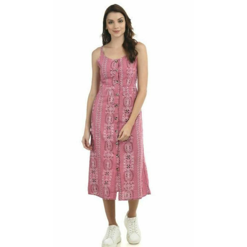 Pink Printed Spaghetti Dress