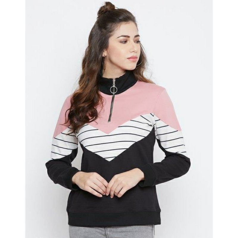 Pink Geometric Print Sweatshirt