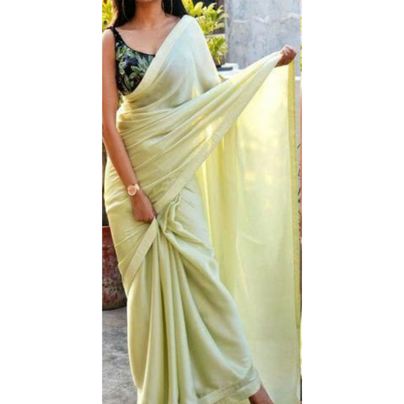 Pastel Green Satin Silk Saree