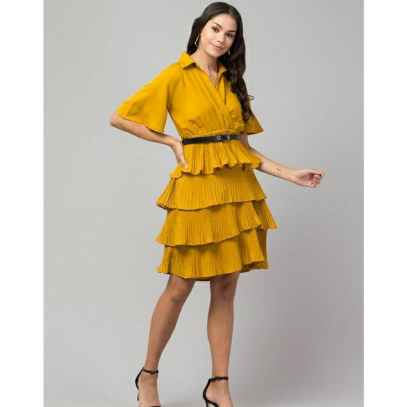 Yellow Tiered Ruffle Dress
