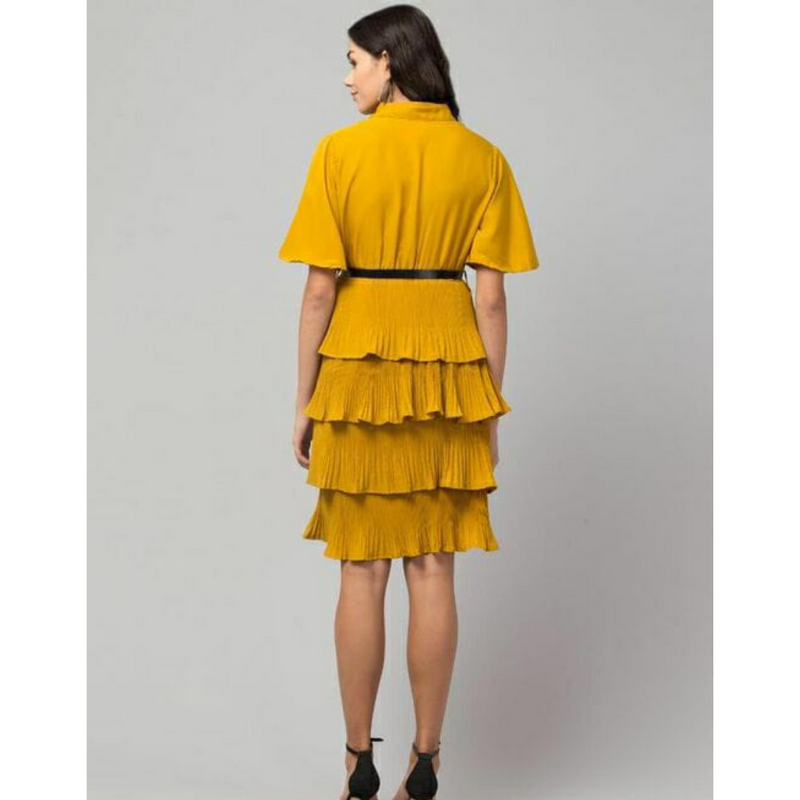 Yellow Tiered Ruffle Dress