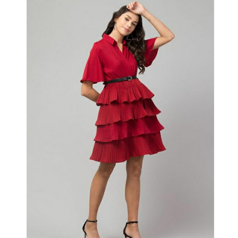 Red Tiered Ruffle Dress