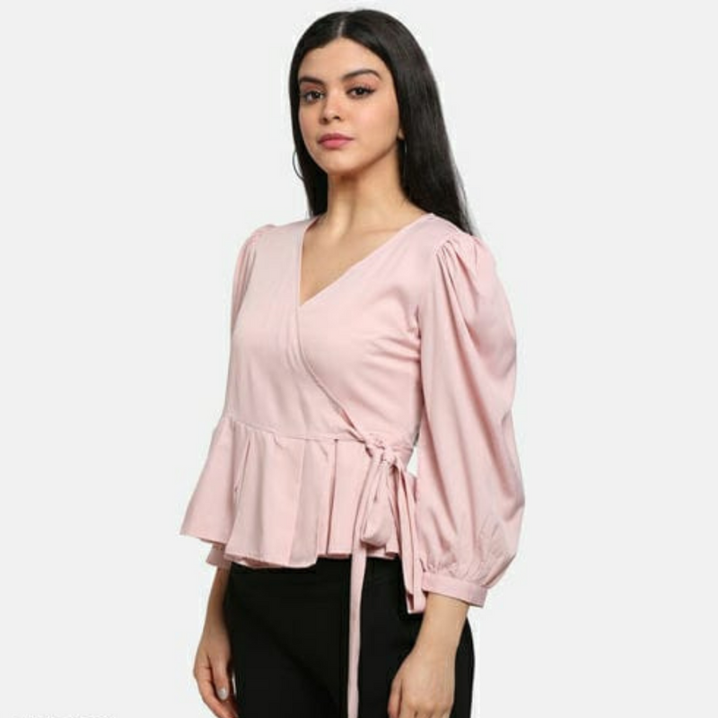 Light Pink Puffed Sleeves Top
