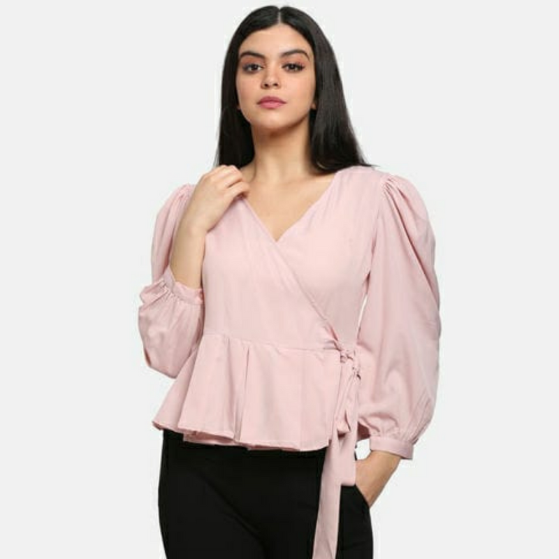 Light Pink Puffed Sleeves Top