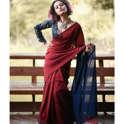 Red cotton silk saree