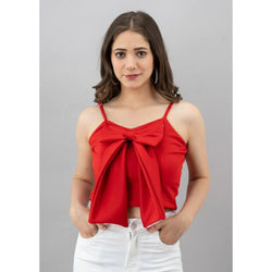 Red Spaghetti Bow Top
