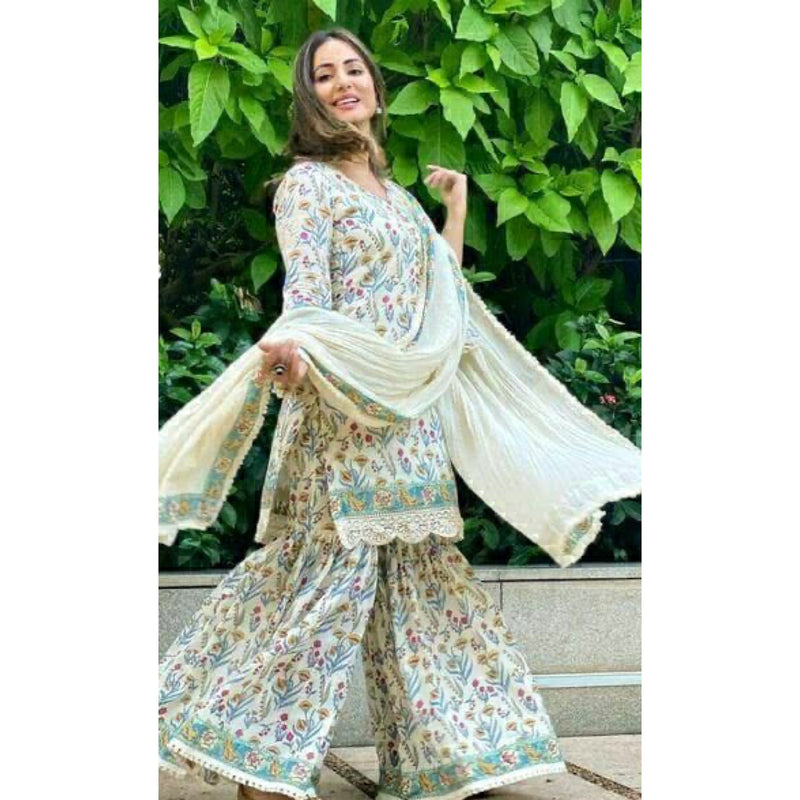 Women Indian Sharara Kurta Dupatta Designer Salwar Kameez Beautiful Palazzo  Suit | eBay