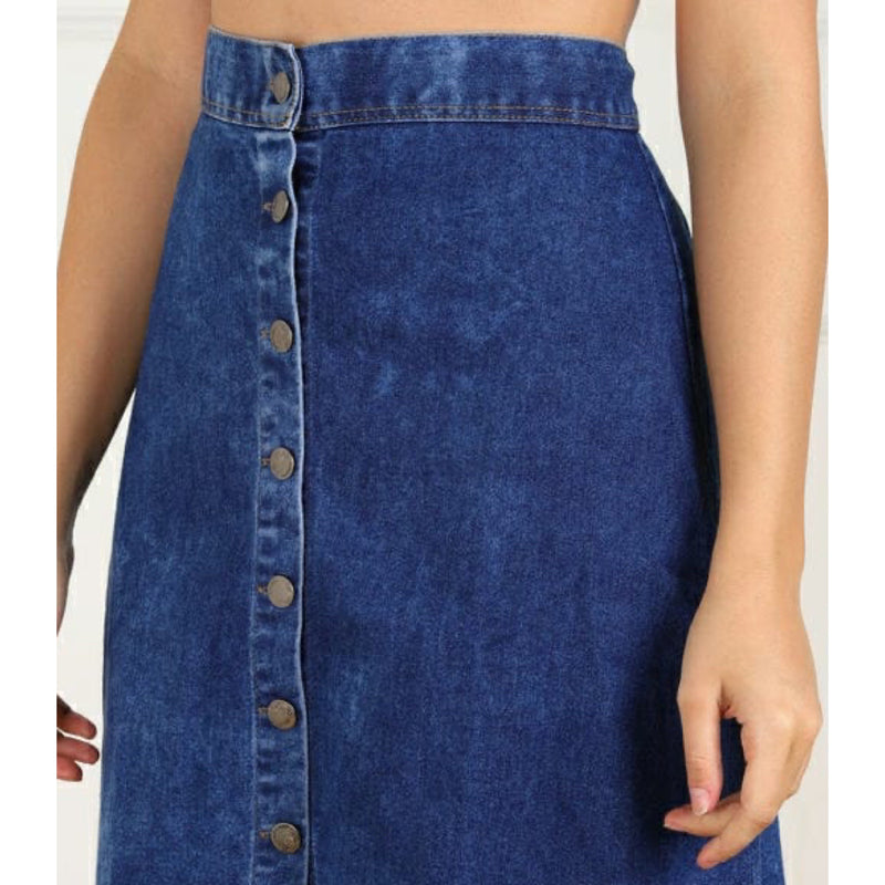 Dark Blue Denim Midi Skirt
