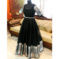 Black & Silver Georgette Maxi Dress