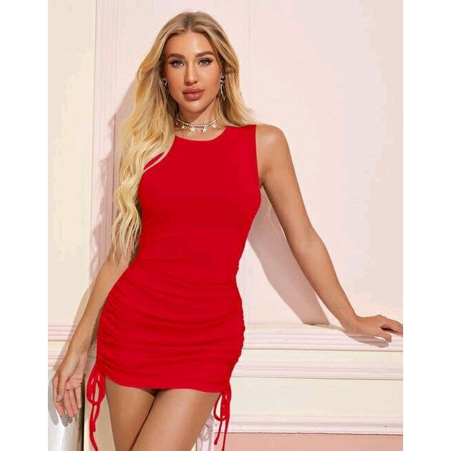 Red Bodycon Dress with Tie Up Detailing