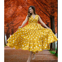 Yellow Ruffled Midi Dress