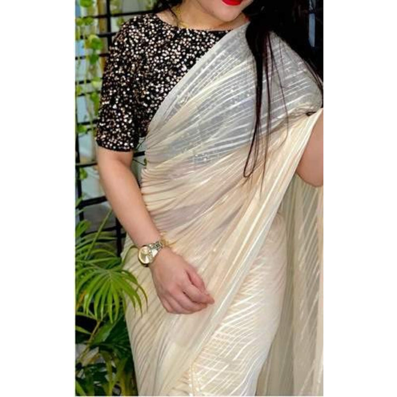 Striped Saree with Sequins Blouse