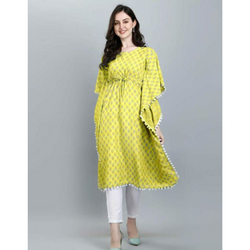 Yellow Cotton Kaftan Dress